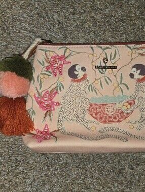 Spartina Light Pink Embroidered Canvas Wristlet Pouch